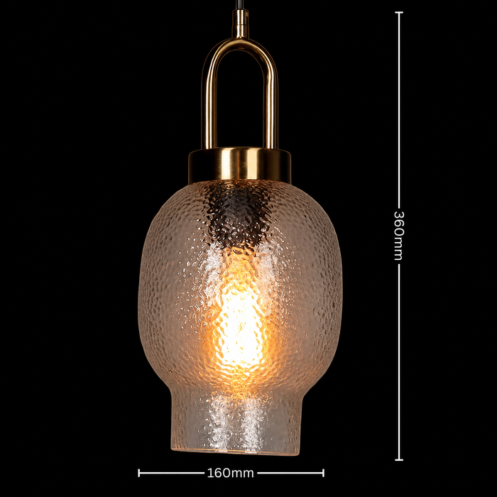 Solis Amber Glow A Textured Glass Pendant Lamp