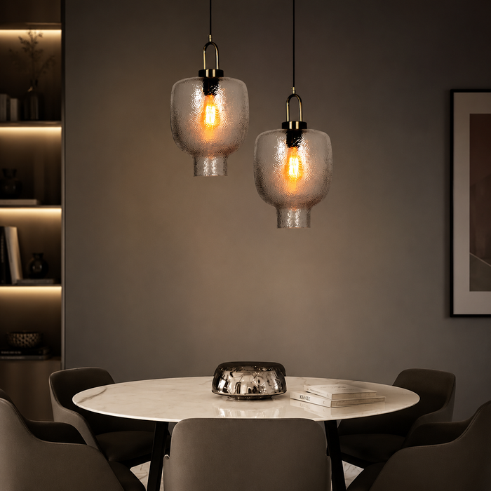 Solis Amber Glow C Textured Glass Pendant Lamp