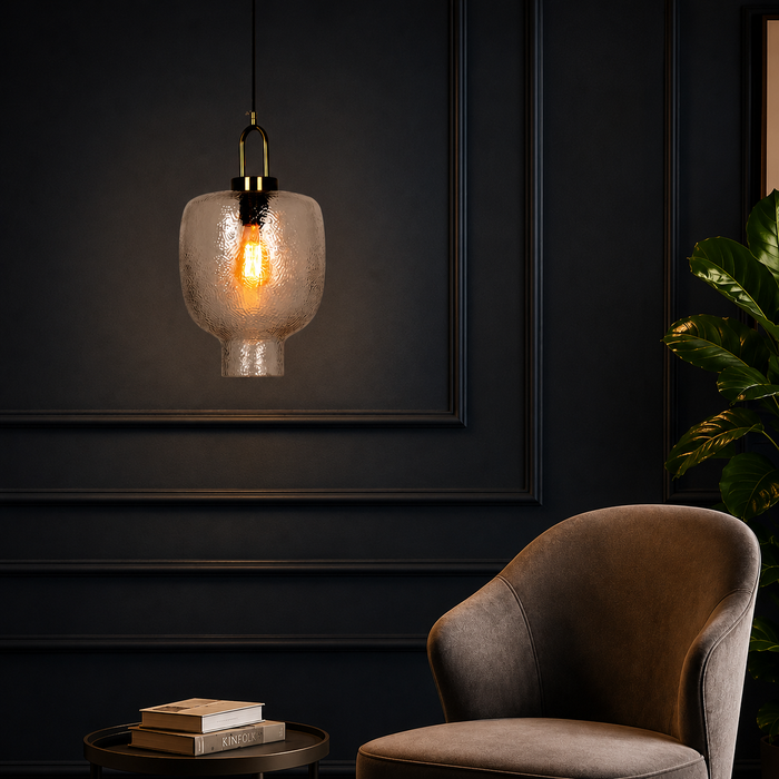 Solis Amber Glow C Textured Glass Pendant Lamp