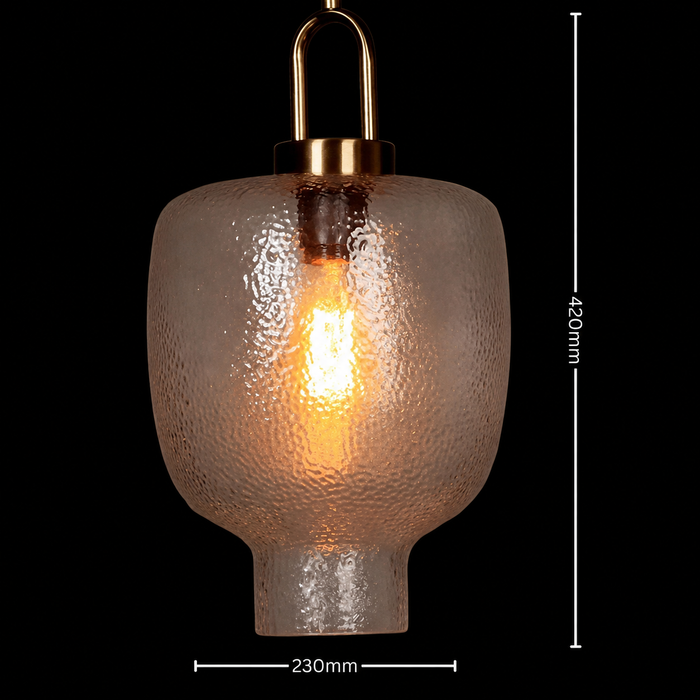 Solis Amber Glow C Textured Glass Pendant Lamp