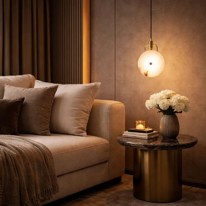 Solstice Marble Halo Pendant Light