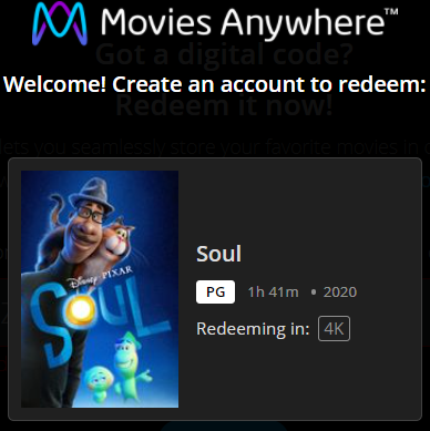 Soul 4K Digital Code (2020) (Redeems in Movies Anywhere; 4K Vudu Fandango at Home & 4K iTunes Apple TV Transfer From Movies Anywhere)