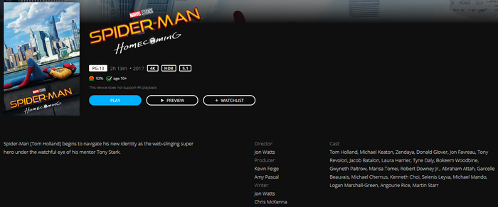 Spider-Man: Homecoming 4K Digital Code (2017) (Redeems in Movies Anywhere; 4K Vudu Fandango & 4K iTunes Apple TV Transfer From Movies Anywhere)