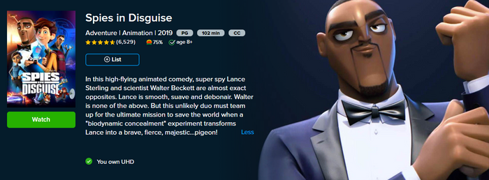 Spies in Disguise 4K Digital Code (2019) (Redeems in Movies Anywhere; 4K Vudu Fandango at Home & 4K iTunes Apple TV Transfer From Movies Anywhere)