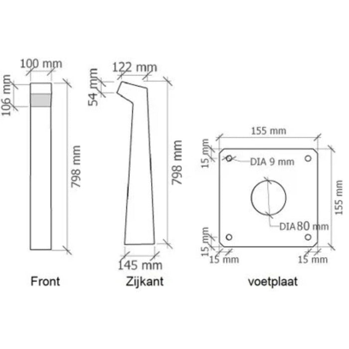 Staande buitenlamp cortenstaal 10x15x80cm (DxBxH) - Doika - Buitenverlichting - Gardd -  - GARDD-C5S-800