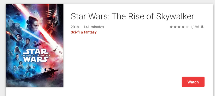 Star Wars: Episode IX - The Rise of Skywalker Google Play YouTube HD Digital Code (2019) (Redeems in Google; HDX Fandango & HD Apple TV Transfer)