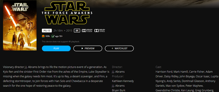 Star Wars: Episode VII - The Force Awakens 4K Digital Code (2015) (Redeems in Movies Anywhere; 4K Vudu Fandango at Home & 4K iTunes Apple TV Transfer From Movies Anywhere)