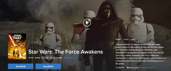 Star Wars: Episode VII - The Force Awakens 4K Digital Code (2015) (Redeems in Movies Anywhere; 4K Vudu Fandango at Home & 4K iTunes Apple TV Transfer From Movies Anywhere)