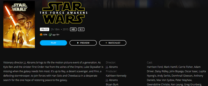 Star Wars: Episode VII - The Force Awakens Google TV HD Digital Code (Redeems in Google TV; HD Movies Anywhere & HDX Vudu & HD iTunes Transfer Across Movies Anywhere)