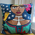Starry Night Frida Embroidered Pillow Cover