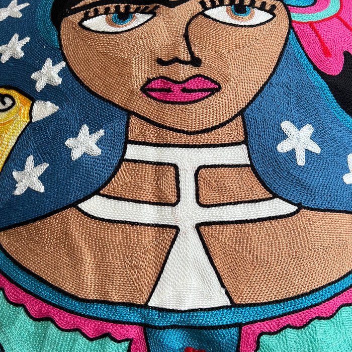 Starry Night Frida Embroidered Pillow Cover