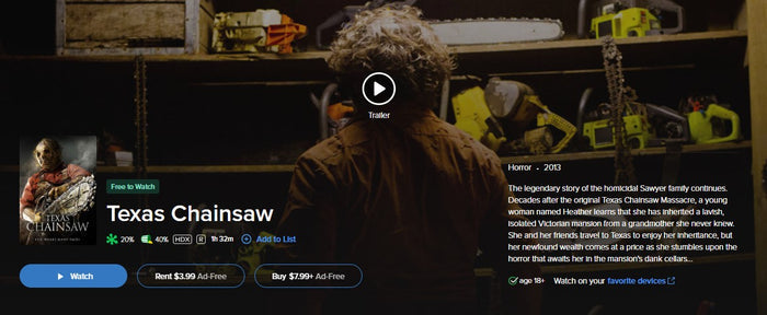 Texas Chainsaw Vudu Fandango at Home HDX Digital Code (2013)