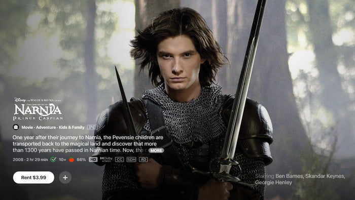 The Chronicles of Narnia: Prince Caspian HD Digital Code (2008) (Redeems in Movies Anywhere; HDX Vudu Fandango at Home & HD iTunes Apple TV Transfer From Movies Anywhere)