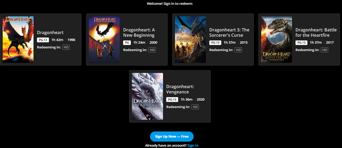 The Dragonheart 5-Movie Collection HD Digital Code (Redeems in Movies Anywhere; HDX Vudu Fandango & HD iTunes Apple TV Transfer From Movies Anywhere)