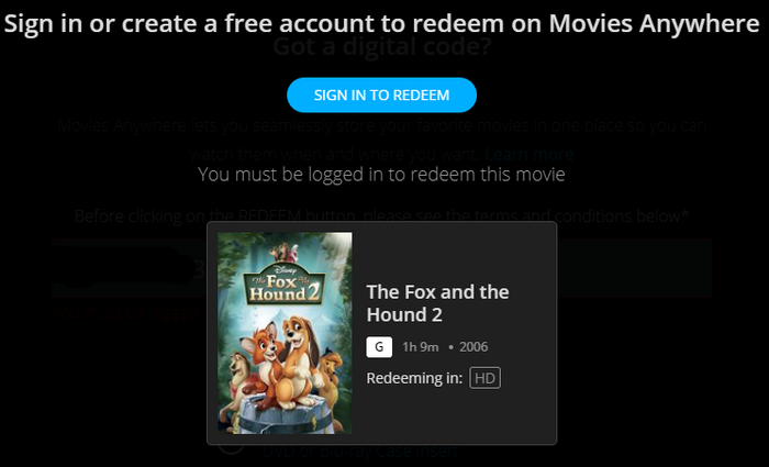The Fox and the Hound 2 HD Digital Code (Redeems in Movies Anywhere; HDX Vudu & HD iTunes & HD Google TV Transfer From Movies Anywhere)