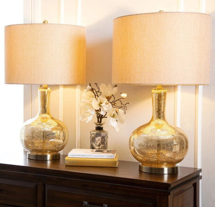 The Golden Arc (Glass, Fabric) Table Lamp