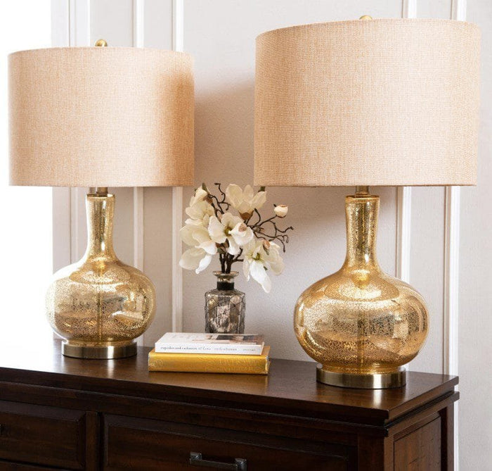 The Golden Arc (Glass, Fabric) Table Lamp