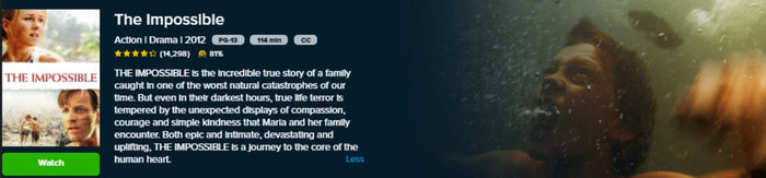 The Impossible Vudu Fandango at Home SD Digital Code (2013) (THIS IS A STANDARD DEFINITION [SD] CODE)