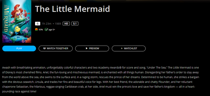 The Little Mermaid HD Digital Code (1989 Theatrical) (Redeems in Movies Anywhere; HDX Vudu Fandango at Home & HD iTunes Apple TV Transfer from MA)