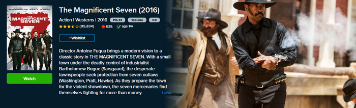 The Magnificent Seven Vudu Fandango at Home HDX Digital Code (2016)