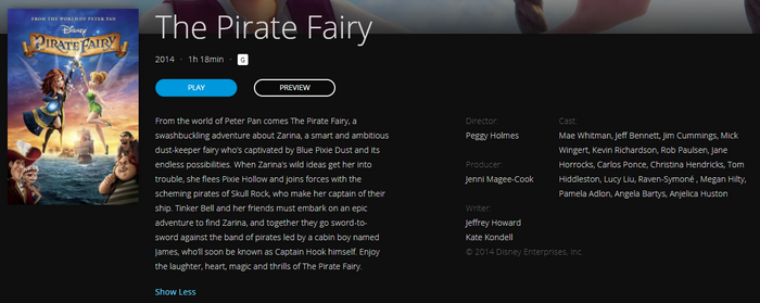 The Pirate Fairy HD Digital Code (Redeems in Movies Anywhere; HDX Vudu & HD iTunes & HD Google TV Transfer From Movies Anywhere)