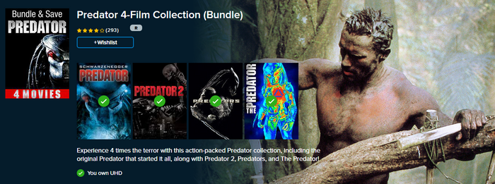 The Predator 4-Film Collection 4K Digital Code (Redeems in Movies Anywhere; 4K Vudu Fandango & 4K iTunes Apple TV Transfer From Movies Anywhere)