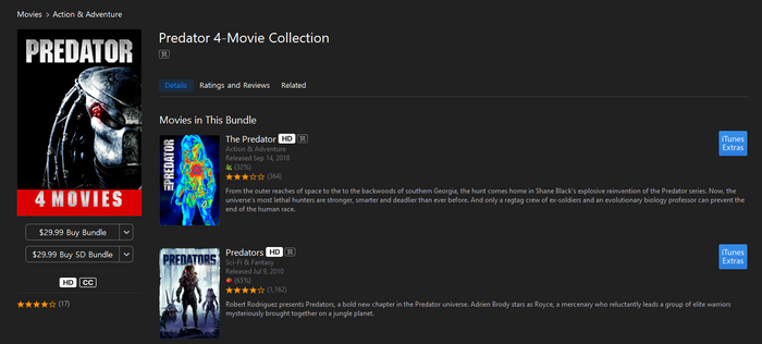 The Predator 4-Film Collection 4K Digital Code (Redeems in Movies Anywhere; 4K Vudu Fandango & 4K iTunes Apple TV Transfer From Movies Anywhere)