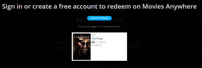The Purge (2013) HD Digital Code (Redeems in Movies Anywhere; HDX Vudu & HD iTunes & HD Google TV Transfer From Movies Anywhere)