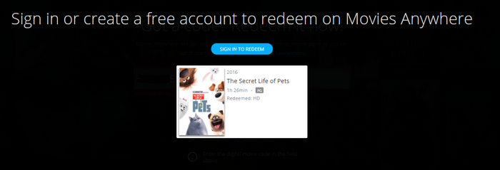 The Secret Life Of Pets HD Digital Code (2016) (Redeems in Movies Anywhere; HDX Vudu Fandango at Home & HD iTunes Apple TV Transfer From Movies Anywhere)