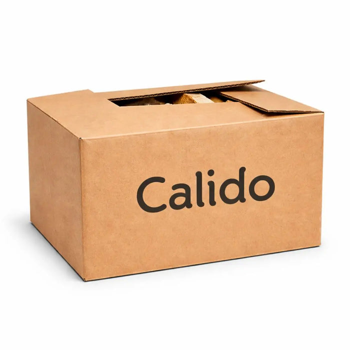 Brown Calido cardboard box with 'Calido' branding on a white background