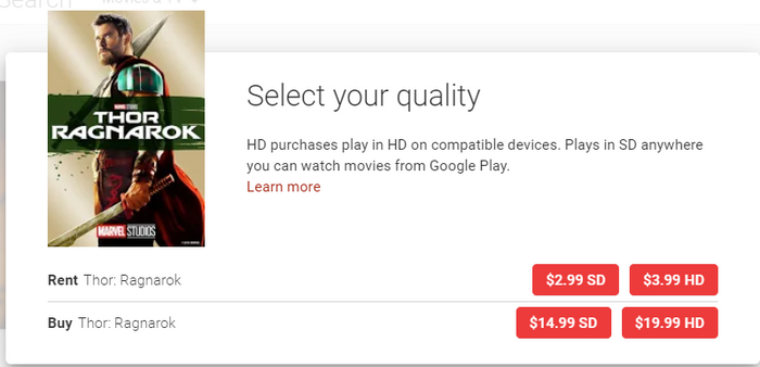 Thor: Ragnarok Google Play YouTube HD Digital Code (2017) (Redeems in Google Play; HDX Vudu Fandango at Home & HD iTunes Apple TV Transfer Across Movies Anywhere)