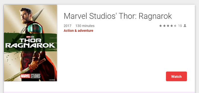 Thor: Ragnarok Google Play YouTube HD Digital Code (2017) (Redeems in Google Play; HDX Vudu Fandango at Home & HD iTunes Apple TV Transfer Across Movies Anywhere)