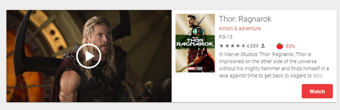 Thor: Ragnarok Google Play YouTube HD Digital Code (2017) (Redeems in Google Play; HDX Vudu Fandango at Home & HD iTunes Apple TV Transfer Across Movies Anywhere)