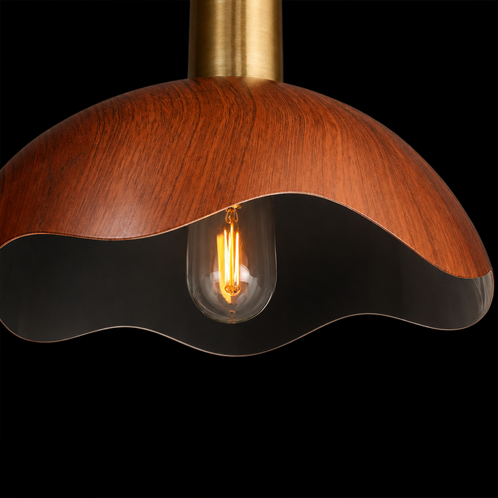 Timber Bloom Wavy Wood finish Pendant Light