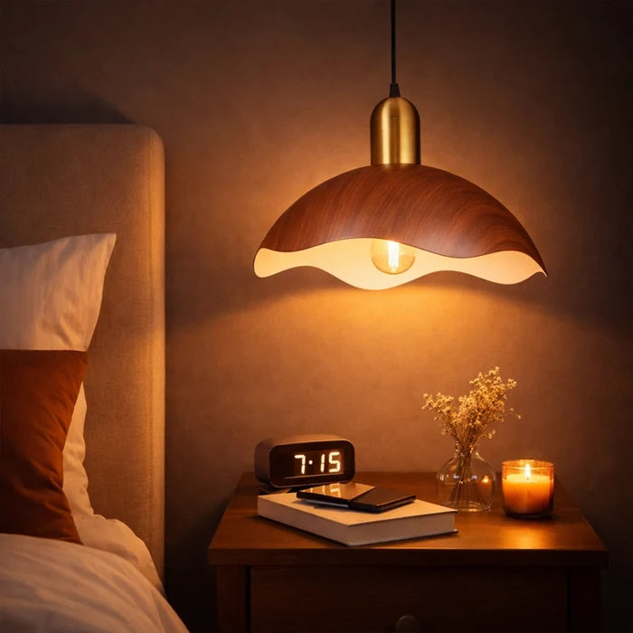 Timber Bloom Wavy Wood finish Pendant Light