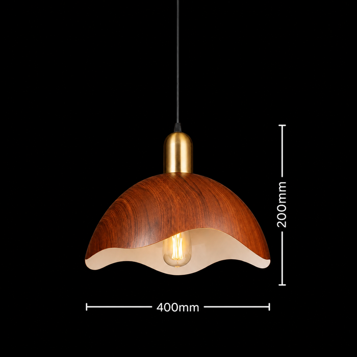 Timber Bloom Wavy Wood finish Pendant Light