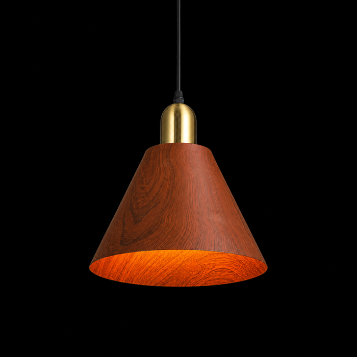 Timber Echo Cone Wood Grain Pendant Light