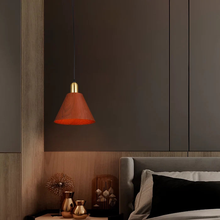 Timber Echo Cone Wood Grain Pendant Light