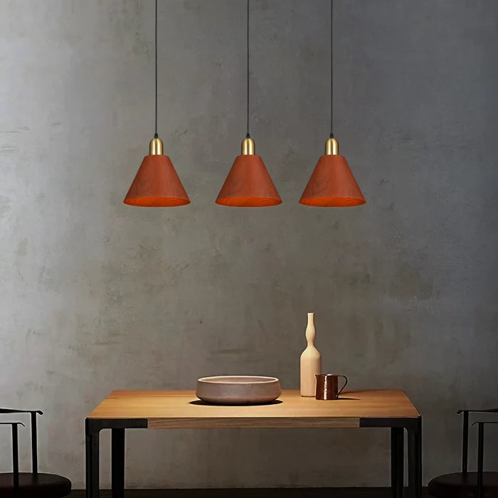 Timber Echo Cone Wood Grain Pendant Light