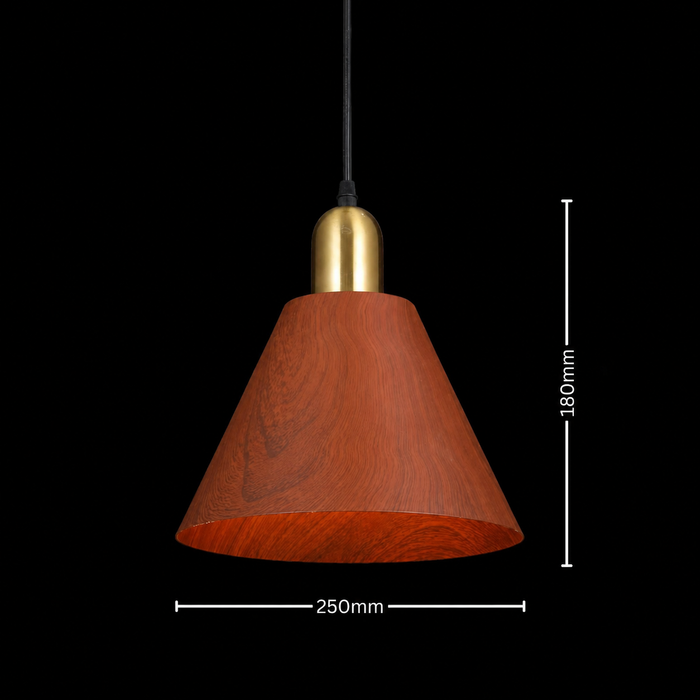 Timber Echo Cone Wood Grain Pendant Light