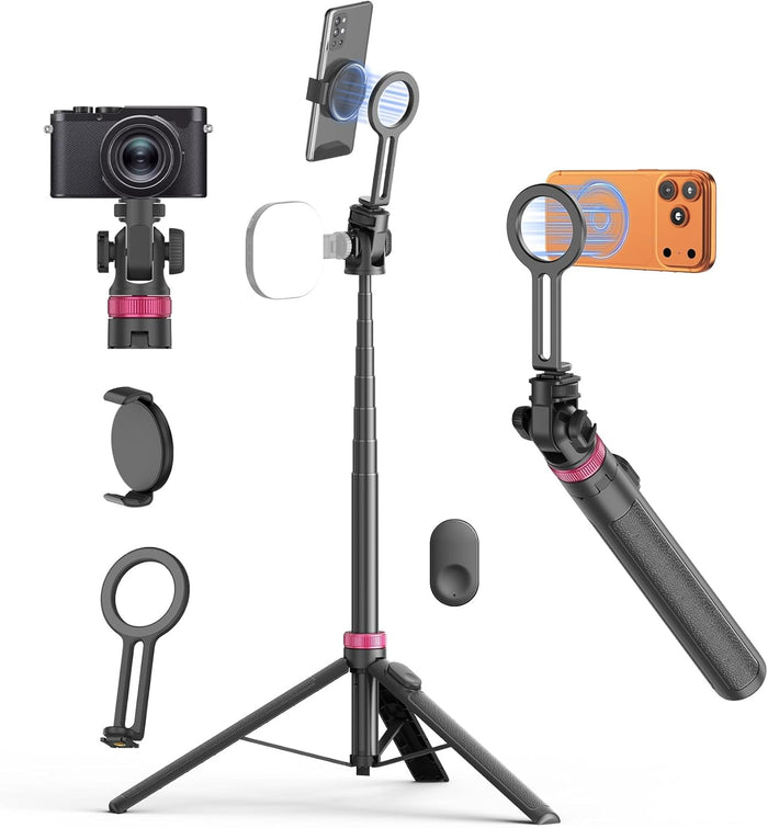 TONEOF 175cm/69â€œ Magnetic Selfie Stick Phone Tripod, Portable Camera Tripod for Magsafe with Phone