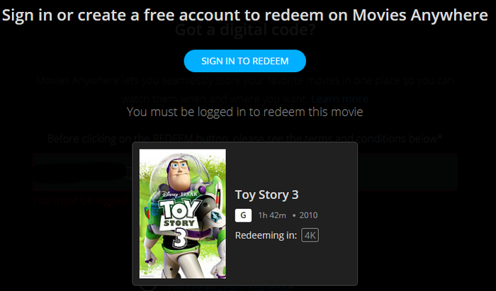 Toy Story 3 4K Digital Code (2010) (Redeems in Movies Anywhere; 4K Vudu Fandango at Home & 4K iTunes Apple TV Transfer From Movies Anywhere)