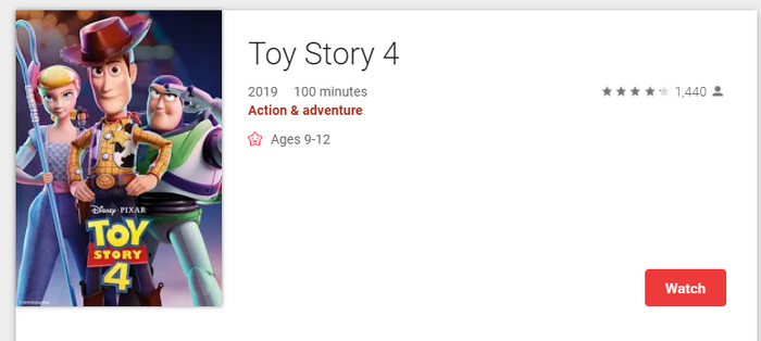 Toy Story 4 Google TV HD Digital Code (Redeems in Google TV; HD Movies Anywhere & HDX Vudu & HD iTunes Transfer Across Movies Anywhere)