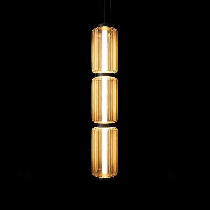 TriLuxe Vertical Ribbed Glass Pendant Light