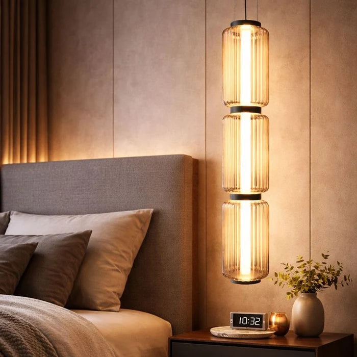 TriLuxe Vertical Ribbed Glass Pendant Light
