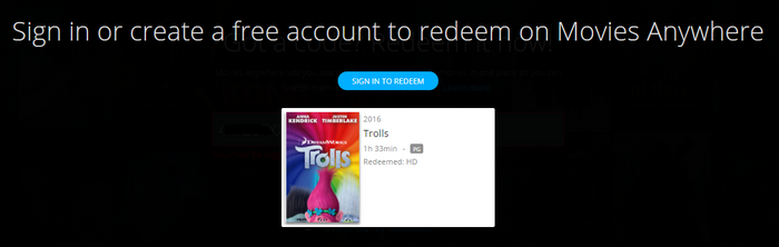 Trolls HD Digital Code (2016) (Redeems in Movies Anywhere; HDX Vudu Fandango at Home & HD iTunes Apple TV Transfer From Movies Anywhere)