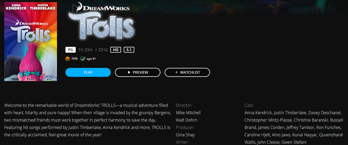 Trolls HD Digital Code (2016) (Redeems in Movies Anywhere; HDX Vudu Fandango at Home & HD iTunes Apple TV Transfer From Movies Anywhere)