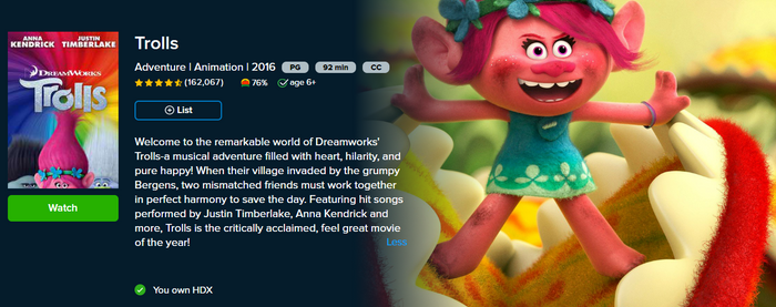 Trolls HD Digital Code (2016) (Redeems in Movies Anywhere; HDX Vudu Fandango at Home & HD iTunes Apple TV Transfer From Movies Anywhere)