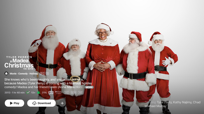 Tyler Perry's a Madea Christmas (The Movie) HD Digital Code (2013) (Redeems in Movies Anywhere; HDX Vudu Fandango at Home & HD iTunes Apple TV Transfer From Movies Anywhere)