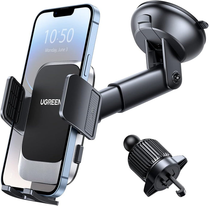 UGREEN Car Phone Holder Car Mount, [Upgraded 4-in-1 Dashboard/Air Vent/Windscreen], [One-button Rele